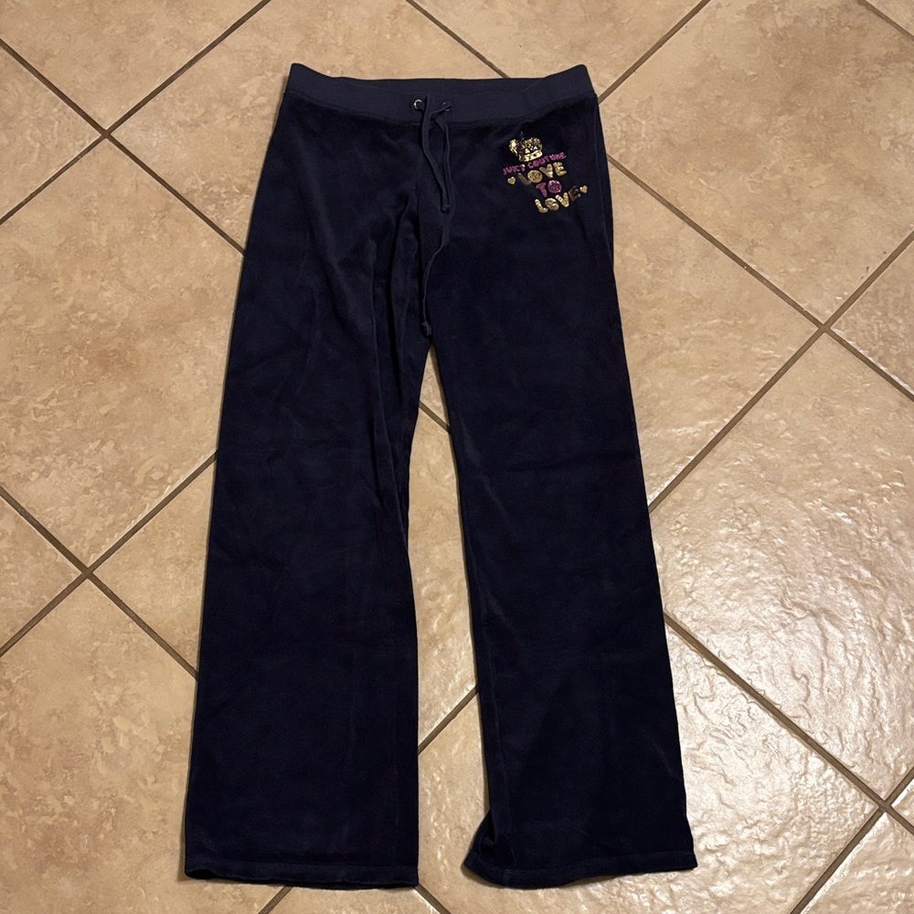 Juicy Couture Navy Pants with Embroidered Detail